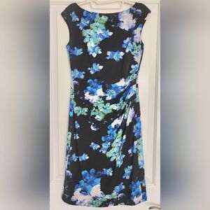 Ralph Lauren Ruched Midi Dress Blue Green